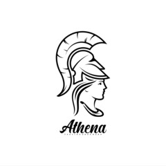 Athena the goddess logo vector illustration design. logo icon line premium