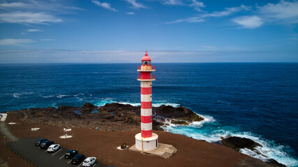 Foto aérea del faro de Sardina, Gran Canaria, Islas Canarias. Dron