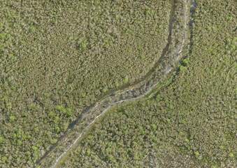 Top View Aerial Photograph of Canal crossing the Forest