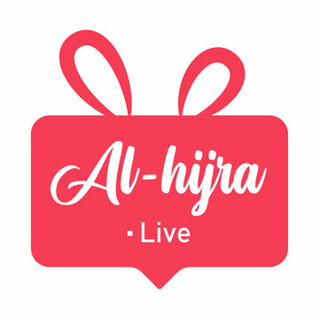 Al hijra live caption isolated on reminder box with rabbit ear graphic element vector image.