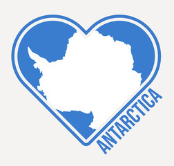 Antarctica heart flag badge. Made with Love from Antarctica logo. Flag of the country heart shape. Vector illustration.