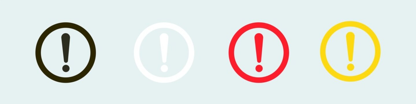 Warning message concept represented by exclamation mark icon. Exclamation symbol in circle.