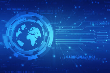 Binary Code Background, Digital Abstract technology background, flowing number one and zero text in binary code format in technology background. Internet Big data Concept