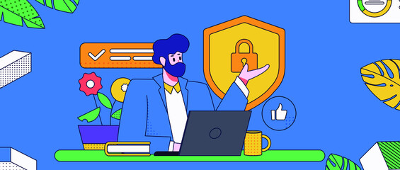 Internet workers collaborating with each other vector concept illustration
