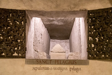 The grave of saint Pelagius in the catholic church cathedral Münster in Konstanz, Constance, Germany, Europe