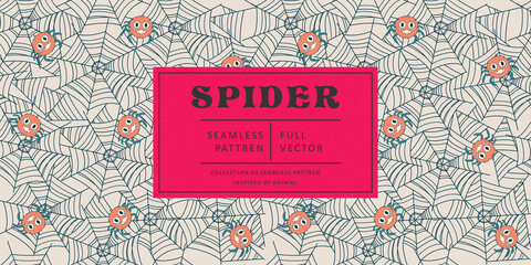 Seamless pattern with spider web on halloween