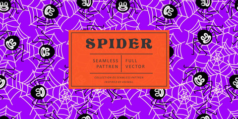 Seamless pattern with spider web on halloween