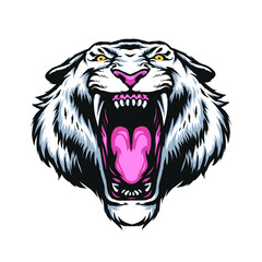 white tiger head drawing illustration