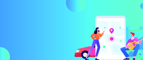 Shared travel vector creative concept illustration
