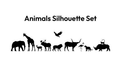 Set of Animals. Collection of silhouettes vector illustration