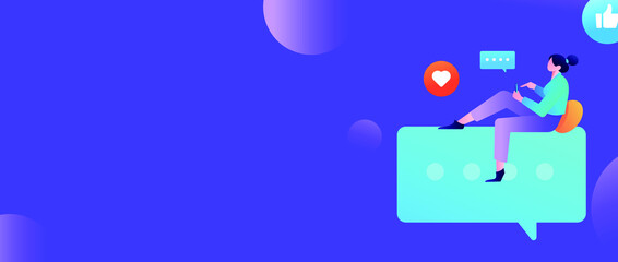 Internet workers collaborating with each other vector concept illustration
