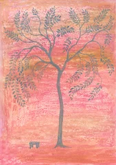 Fotobehang tree. watercolor illustration © Anna Ismagilova