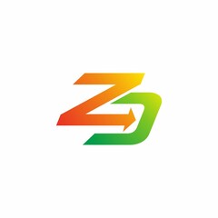 Initial Letter ZD Arrow Modern logo design vector Illustration.