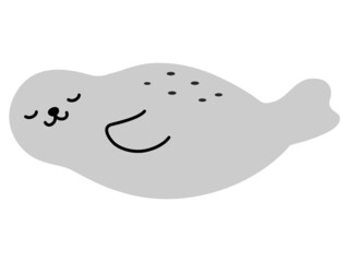 横たわるのんびりしたアザラシ（ひんやりイメージ） © Daphnia