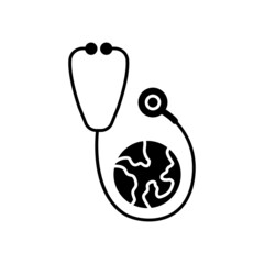 Stethoscope icon vector with earth. suitable for nurse day symbol. health. solid icon style. simple design editable. Design simple illustration