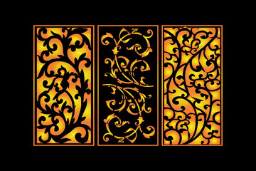Decorative Abstract Geometric islamic Background Elegant Ornaments Card invitation Cnc Cut Gold Design Set