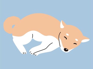 眠るしば犬のイラスト