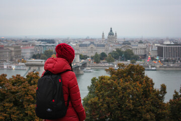tourist in budapest in autumn