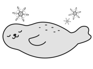 横たわるのんびりしたアザラシ（ひんやりイメージ）