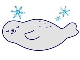 横たわるのんびりしたアザラシ（ひんやりイメージ）