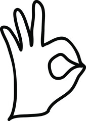 OK gesture line outline icon isolated on white.eps