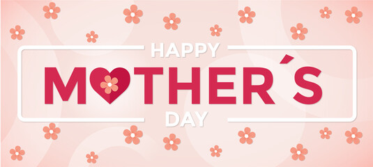 Happy mother's day typography design. Compsition of flowers in the form of pink banner. Mother's Day Gif Card. Banner
