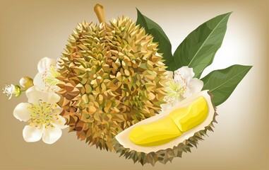 Durian tropical fruit vector illustration