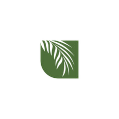 Nature Garden Coconut Palm Date Leaf Leaves logo vector design template