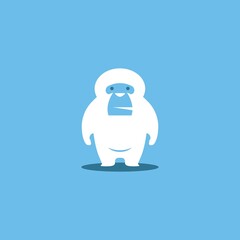 White gorilla or yeti simple cartoon vector illustration logo design