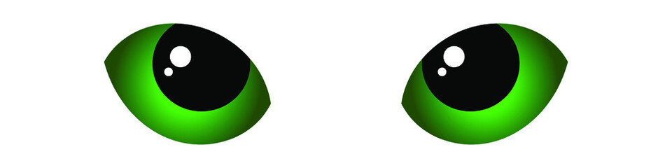 Cute green cat eyes illustration isolated on white background. Vector EPS 10 © Maximlacrimart