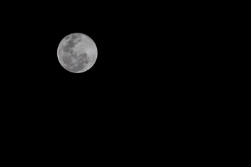 Close up full moon on the Black sky