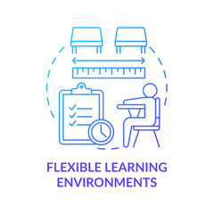 Flexible learning environments blue gradient concept icon. Personalized school education program abstract idea thin line illustration. Isolated outline drawing. Myriad Pro-Bold font use