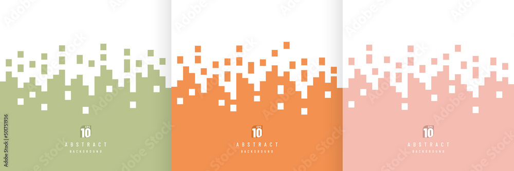 Wall mural pattern trendy color in minimal style collection. simple flat light pink, green and orange color des