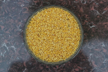 Mung beans decorated on a glass bowl