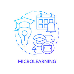Microlearning blue gradient concept icon. Short time learning content. Online education trend abstract idea thin line illustration. Isolated outline drawing. Myriad Pro-Bold font use
