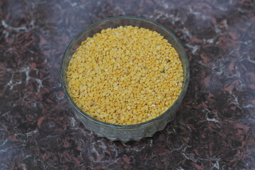 Mung beans decorated on a glass bowl