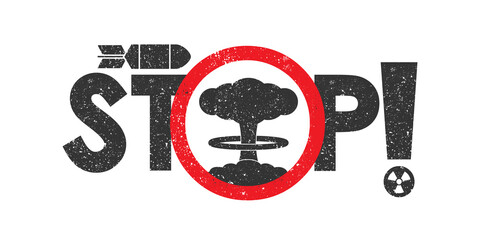 Stop nuclear war sign. Vector illustration.