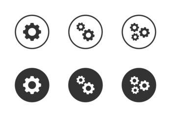 Gear icon set. Settings symbol. Vector illustration.