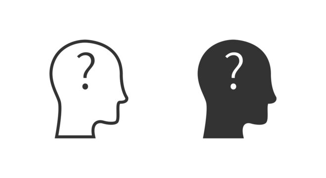 Head with question mark. Vector illustration.