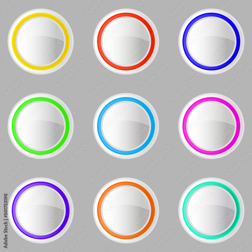 Wall mural web round buttons colorful abstract collection with elements
