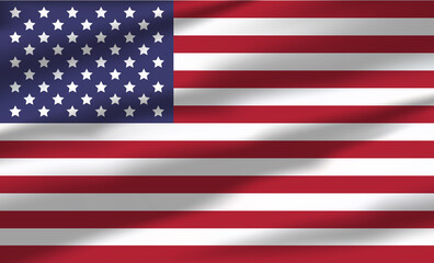 Vector American Flag Waving Realistic Flowing Flags