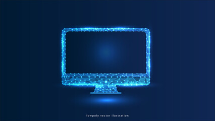 computer LCD Abstract polygonal light design of computer monitor with glowing screen.

