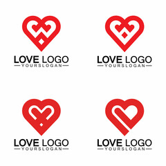 Love logo design vector,geometric hearth logo vector, linear love vector logo concept,Heart shape logo design-Vector