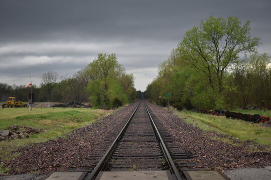 Storm Clouds Over Train Tracks
