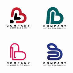Initial letter B love heart logo design