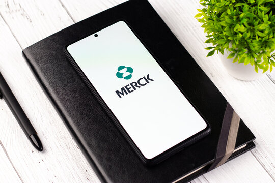 West Bangal, India - April 20, 2022 : Merck logo on phone screen stock image.