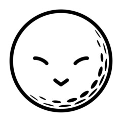It is an illustration of a happy face with fine eyes and a sharp mouth of a golf ball.