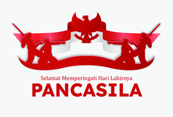 Selamat hari pancasila means Happy Pancasila Day, the symbol of the Republic of Indonesia 