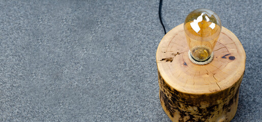 Table lamp. Lamp in loft style. On the table. Edison lamp