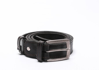 Leather men's belt isolated on white background